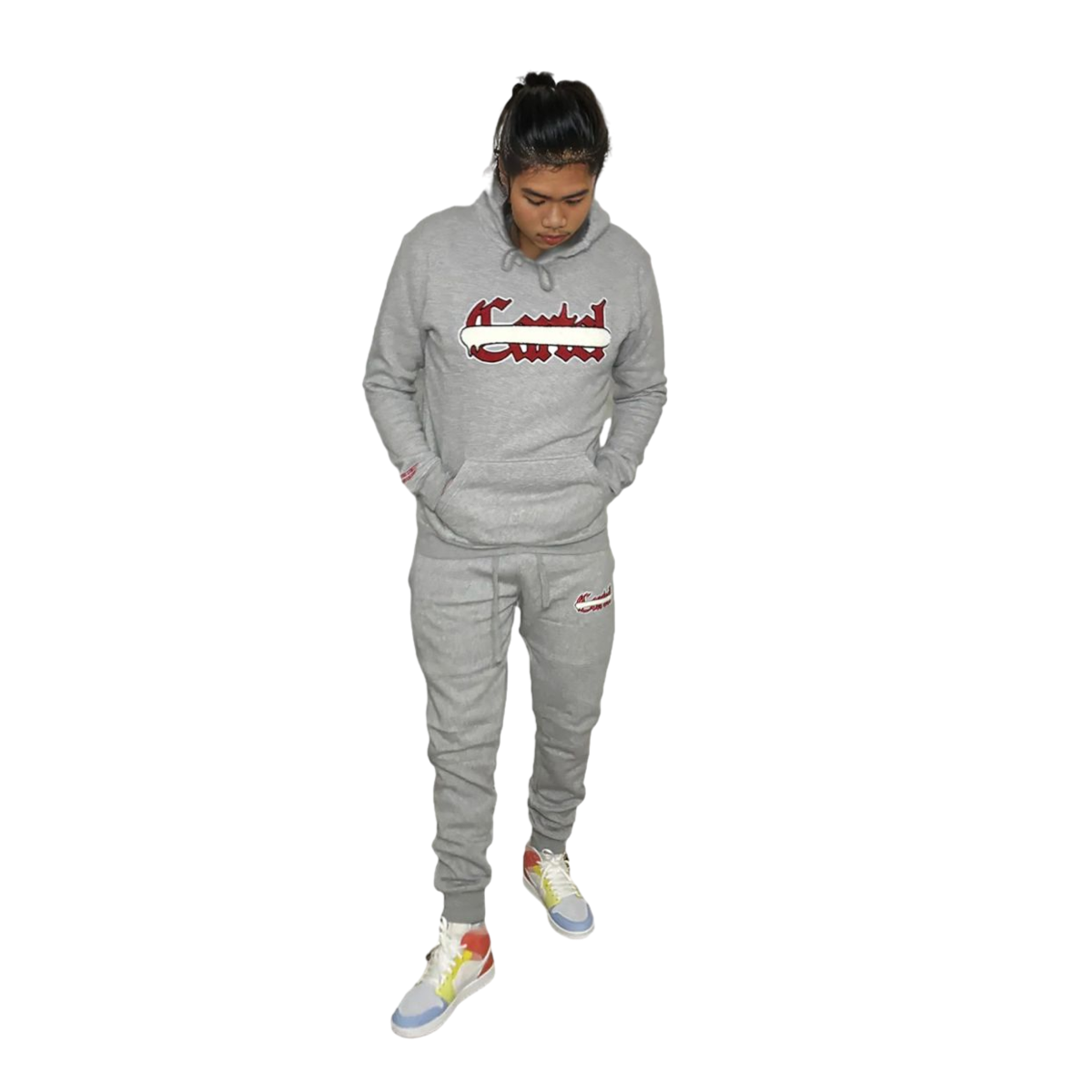 GREY RED CHENILLE  TRACKSUIT