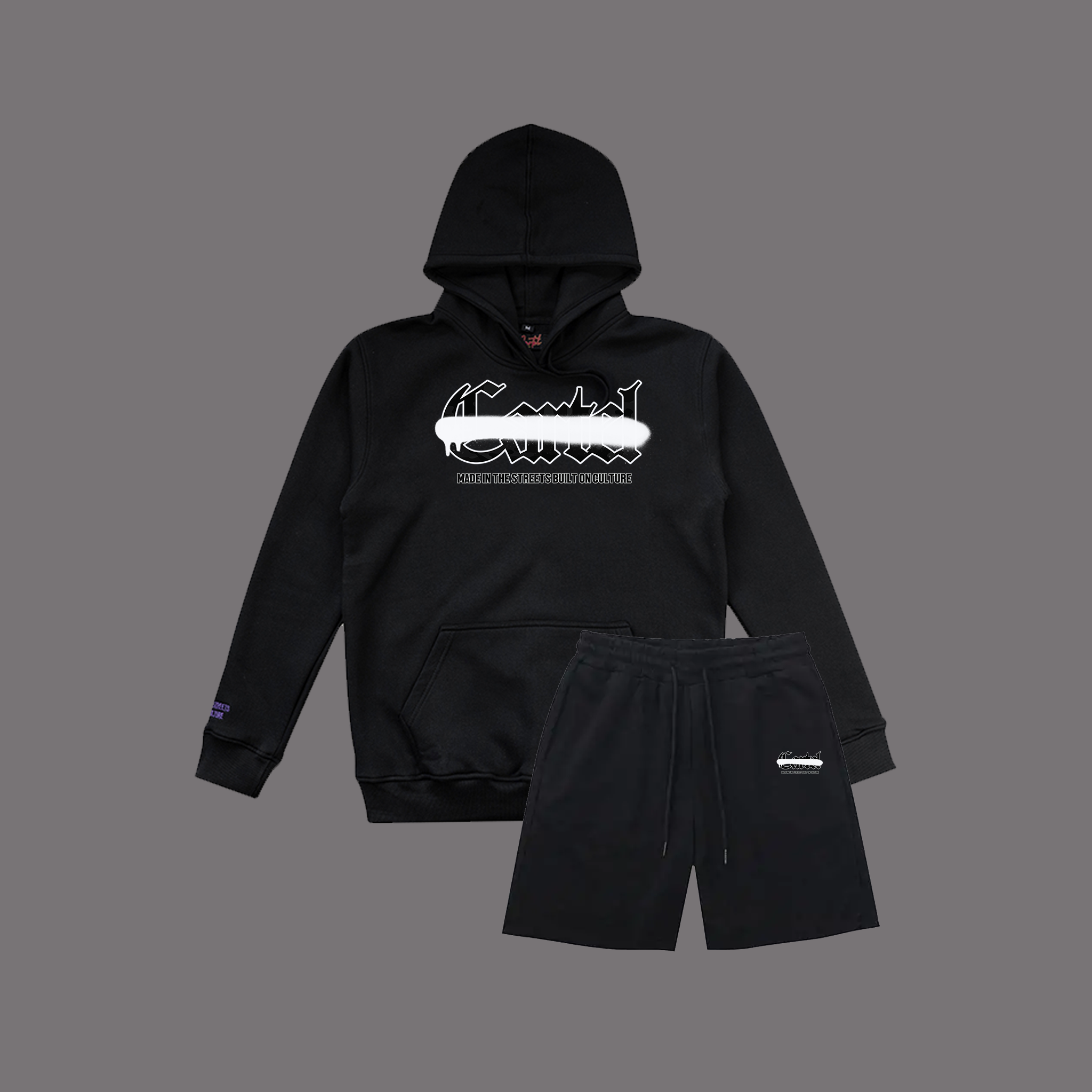 Cartel Black Camo Sprayway Short Set Hood