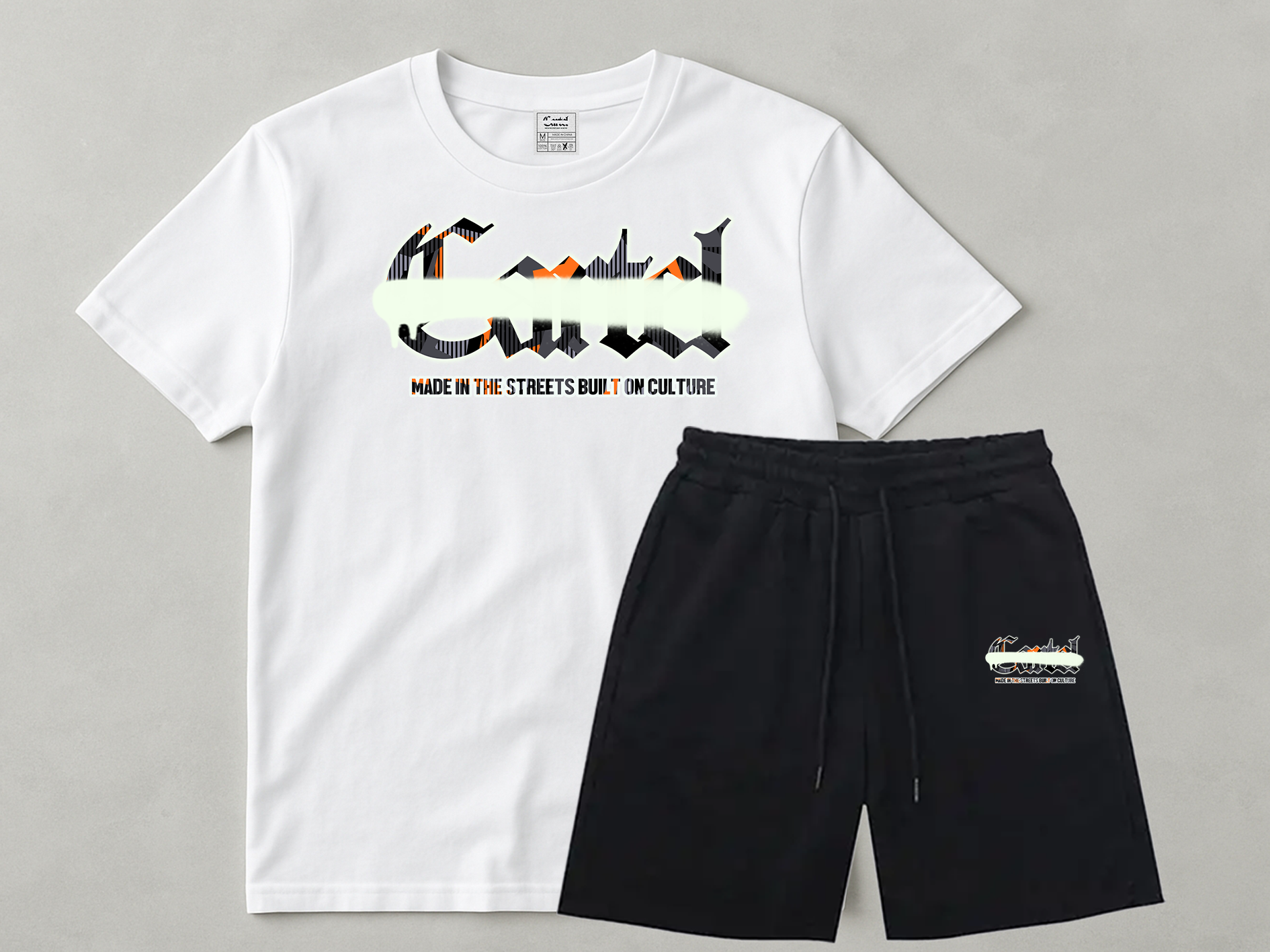 Cartel Orange Glitch Camo Sprayway Short Set